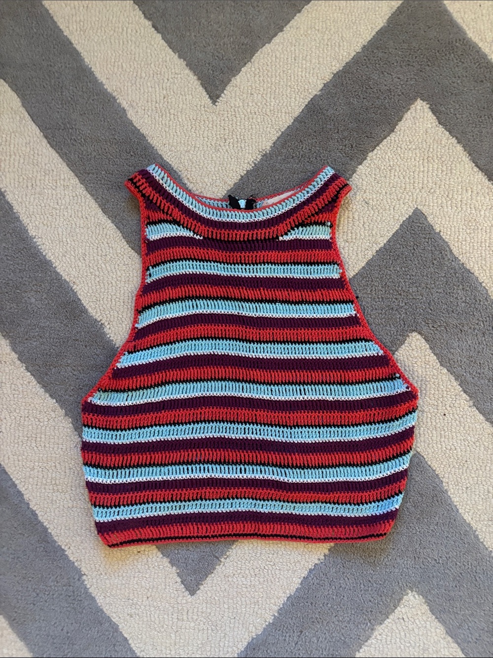 Women’s Altar’d State Striped Crochet Halter Crop Top